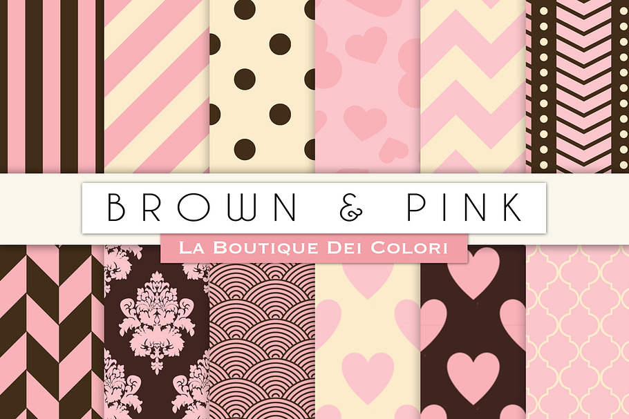 Brown & Pink Digital Paper in Patterns - product preview 8
