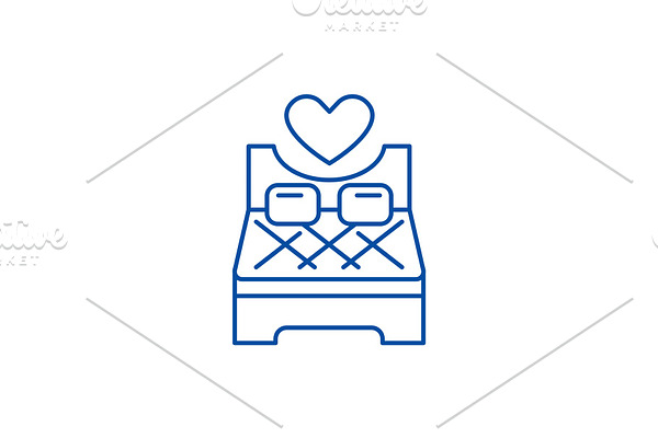 Bed for lovers line icon concept