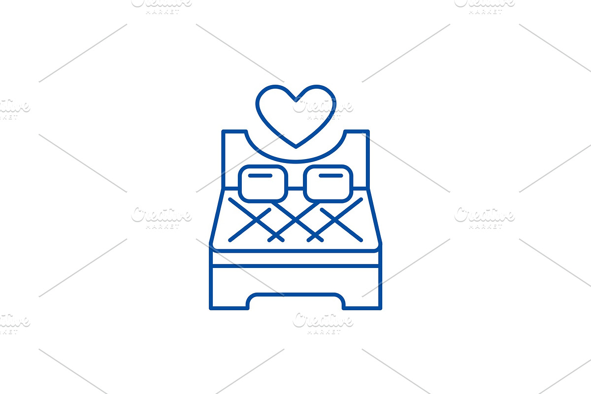 Bed for lovers line icon concept in Illustrations - product preview 8
