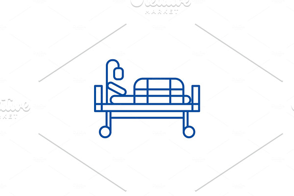 Bed in hospital line icon concept