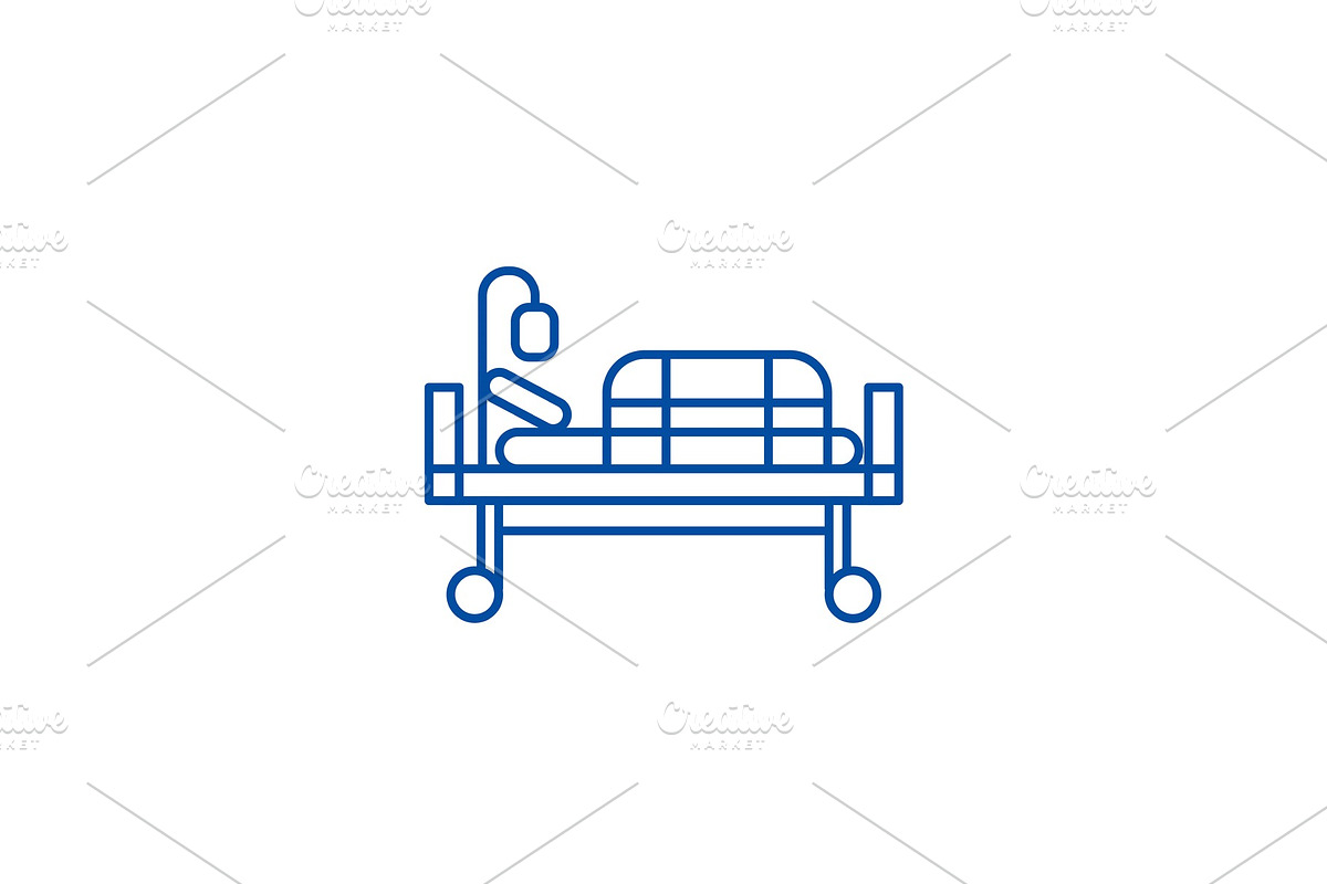 Bed in hospital line icon concept in Illustrations - product preview 8