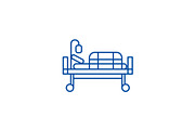 Bed in hospital line icon concept