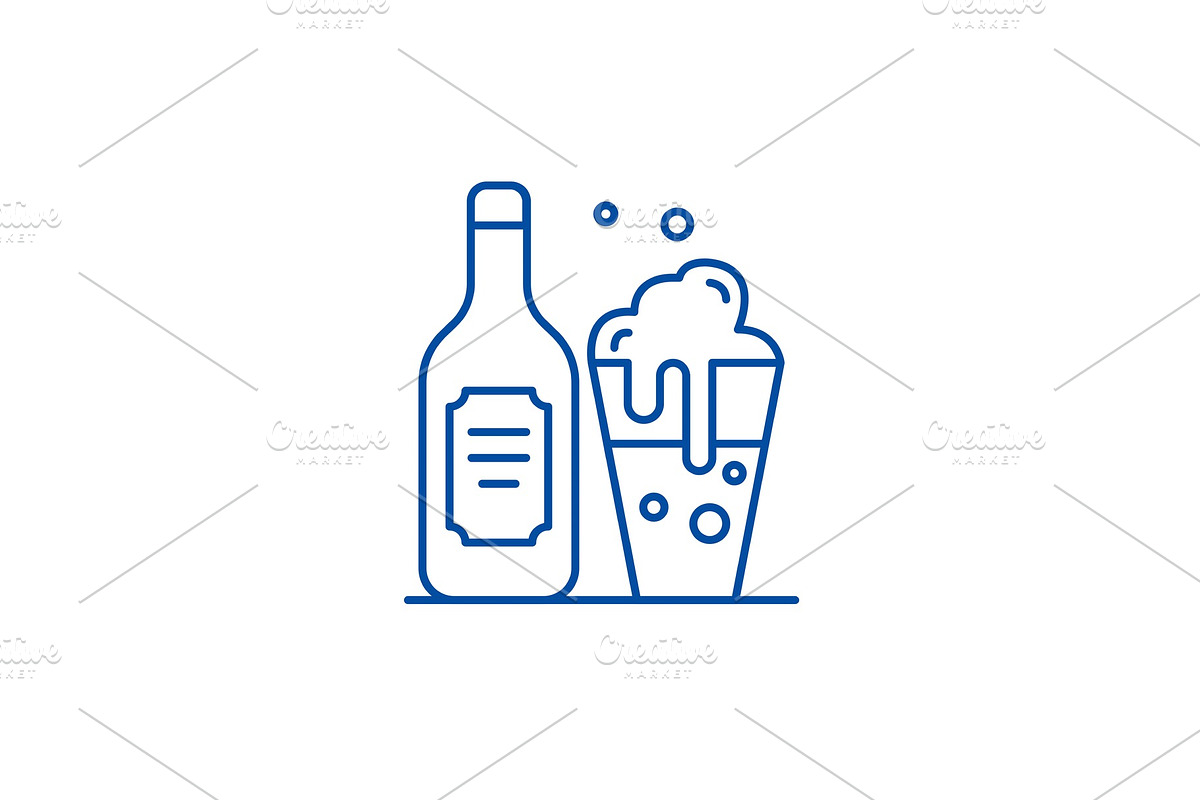 Beer and beer glass line icon in Illustrations - product preview 8