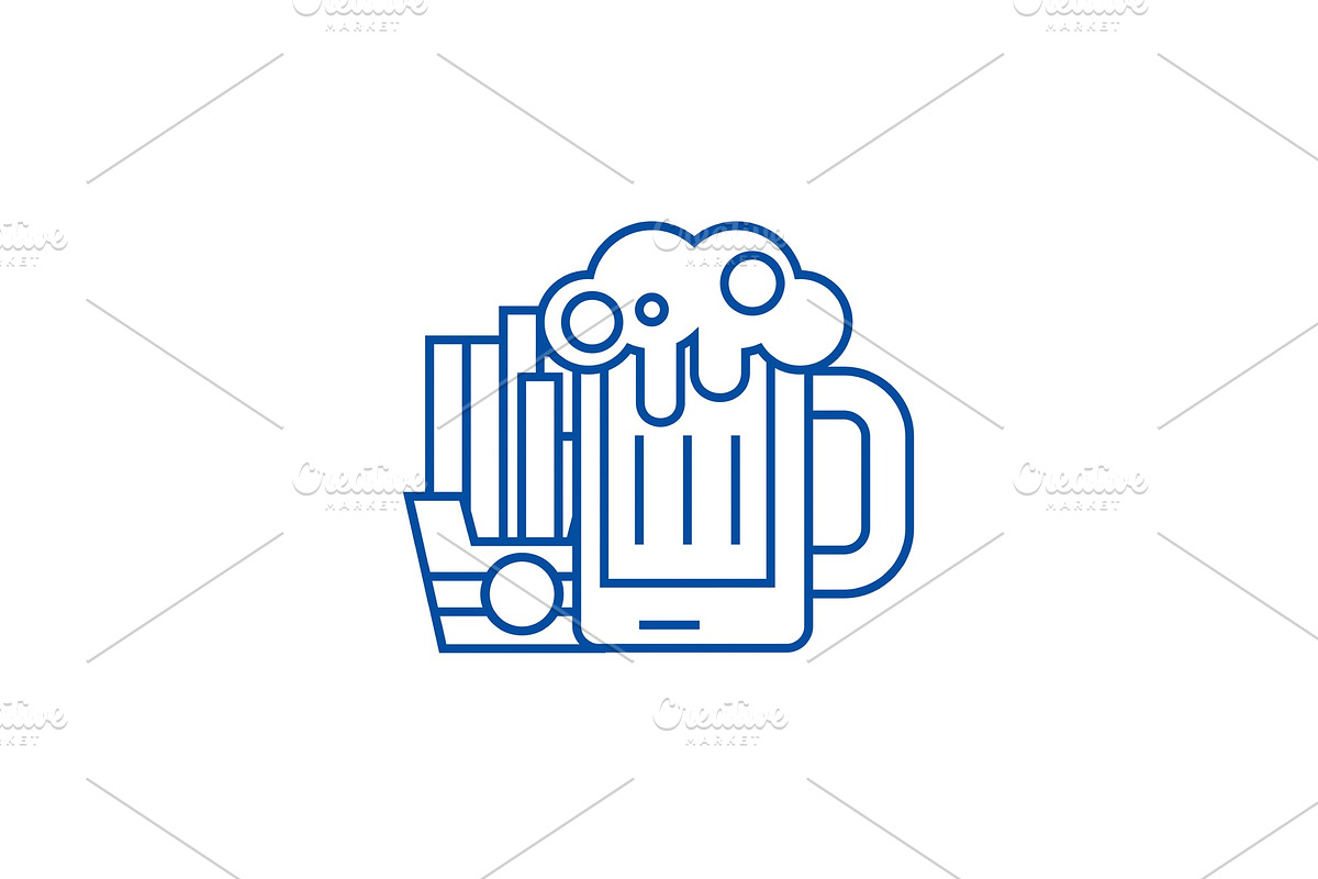 Beer and fries line icon concept in Illustrations - product preview 8