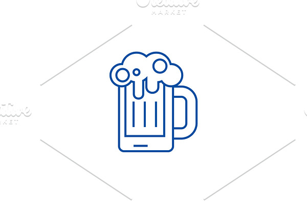 Beer illustration line icon concept