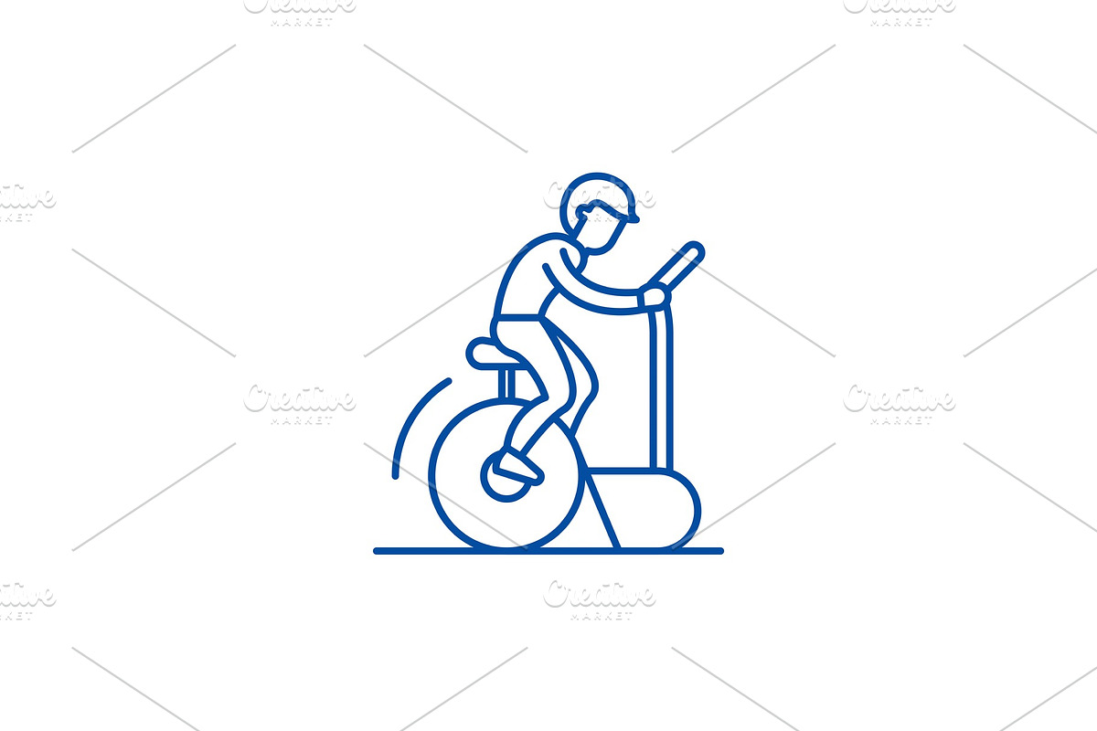 Bicycle training line icon concept in Illustrations - product preview 8