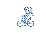 Bicycle, riding boy line icon