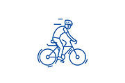 Bicycling,bycicle man line icon