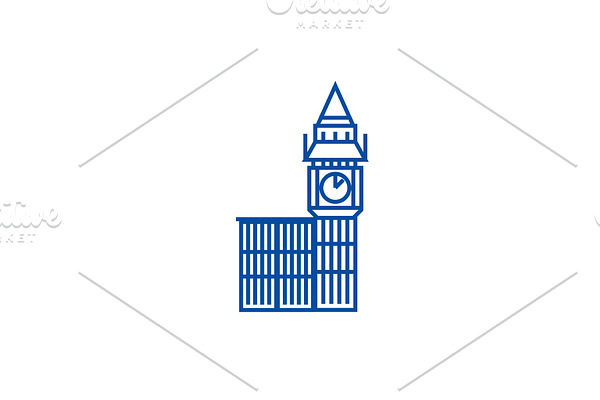 Big ben london line icon concept