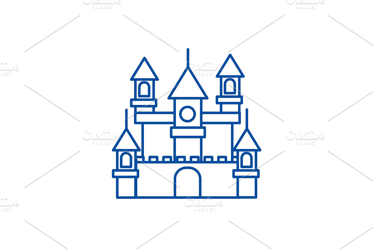 Big castle,germany line icon concept in Illustrations - product preview 8