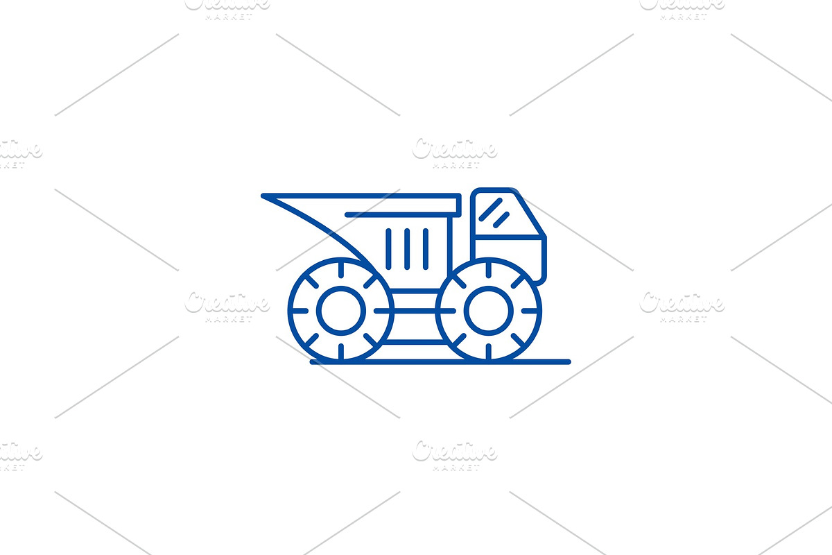 Big construction machine line icon in Illustrations - product preview 8