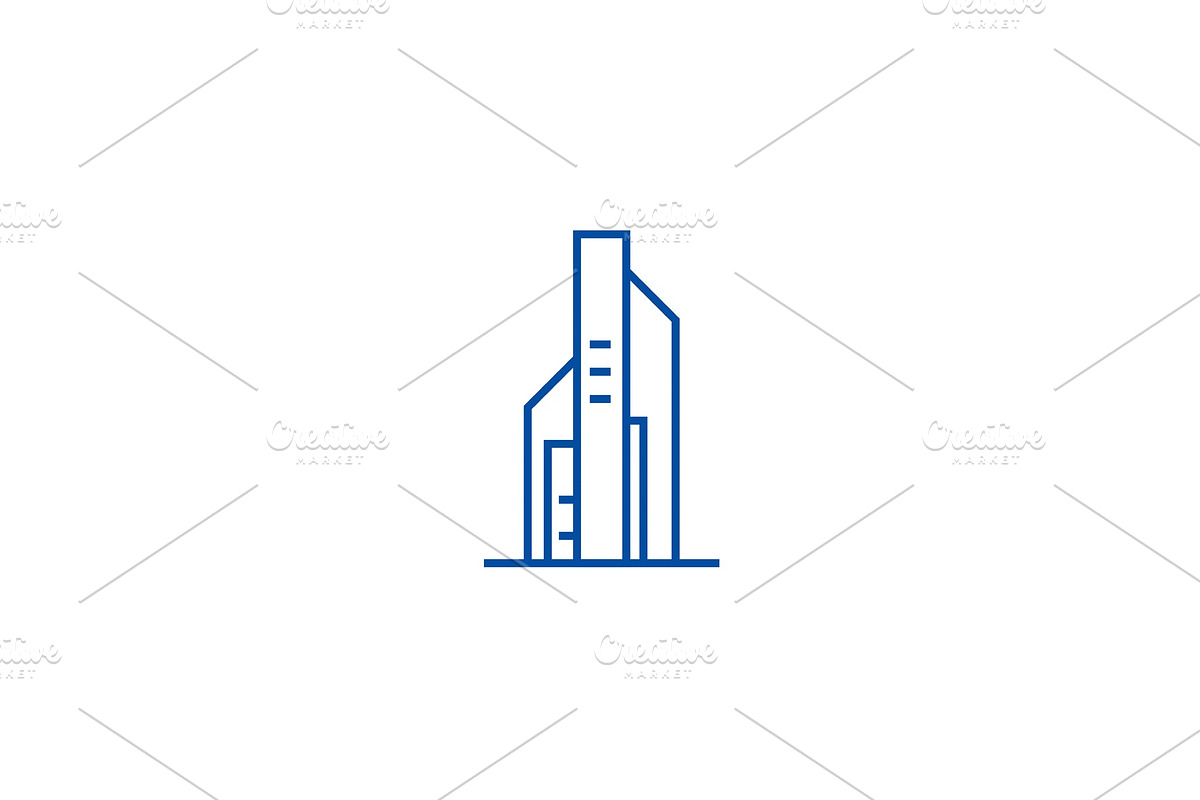 Big skyscrapper line icon concept in Illustrations - product preview 8