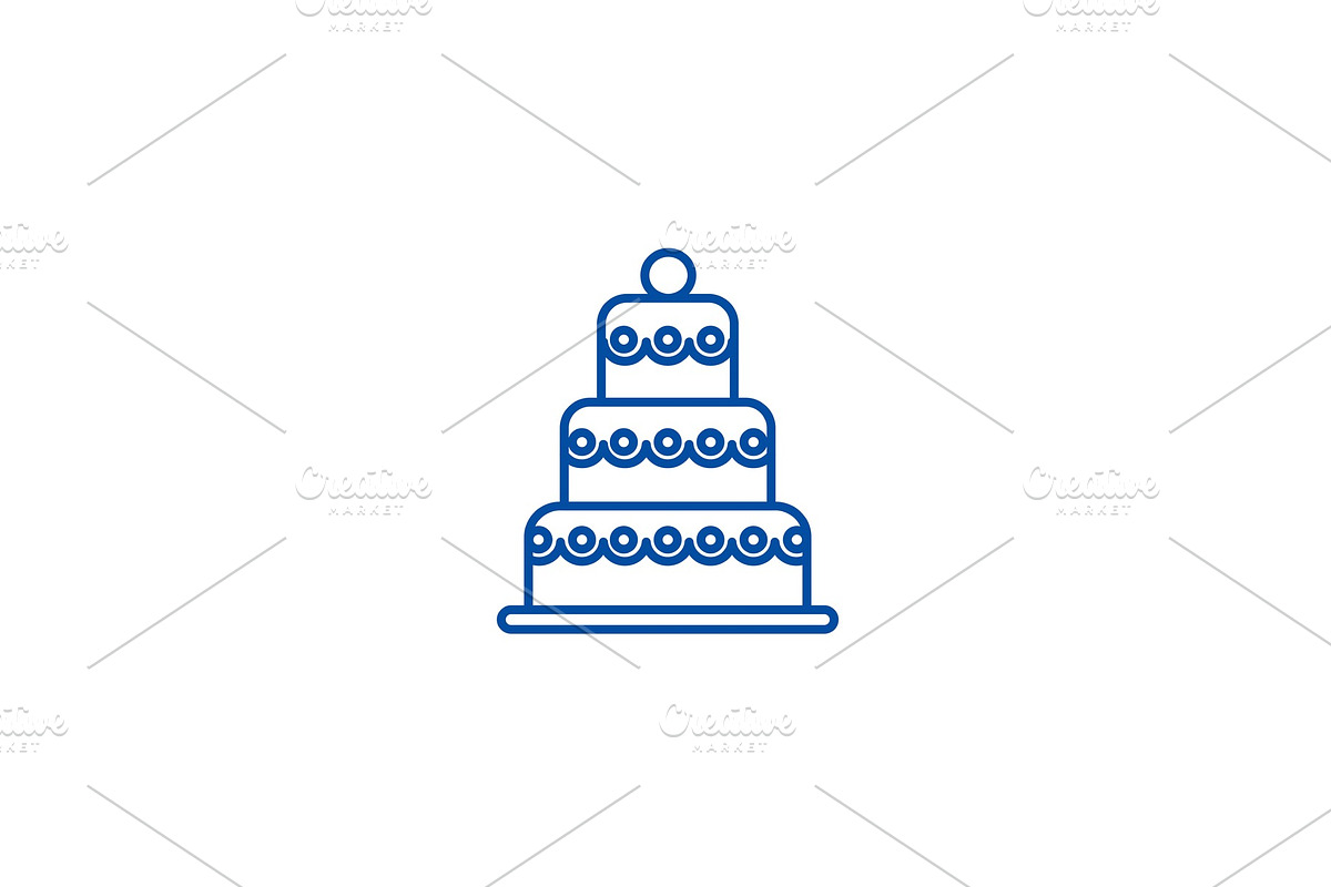 Big wedding cake line icon concept in Illustrations - product preview 8