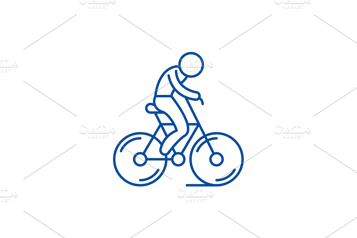 Biking line icon concept. Biking in Illustrations - product preview 8