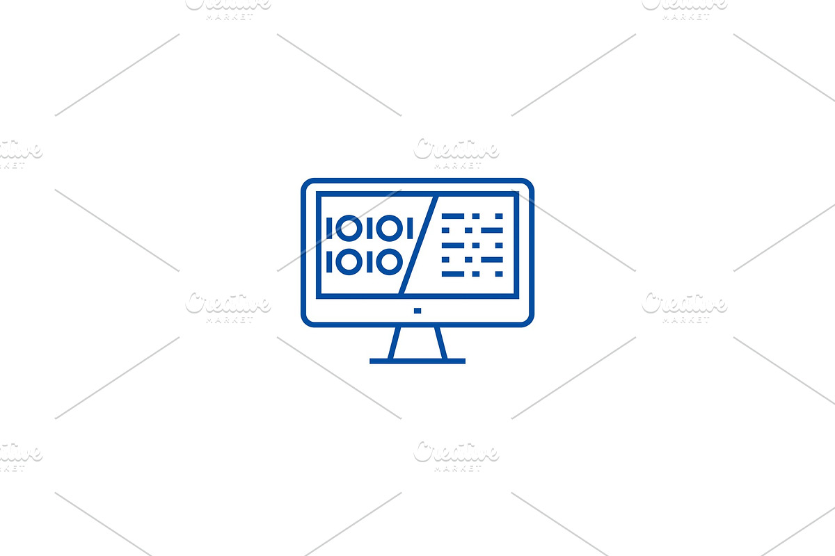 Binary code, data encryption line in Illustrations - product preview 8