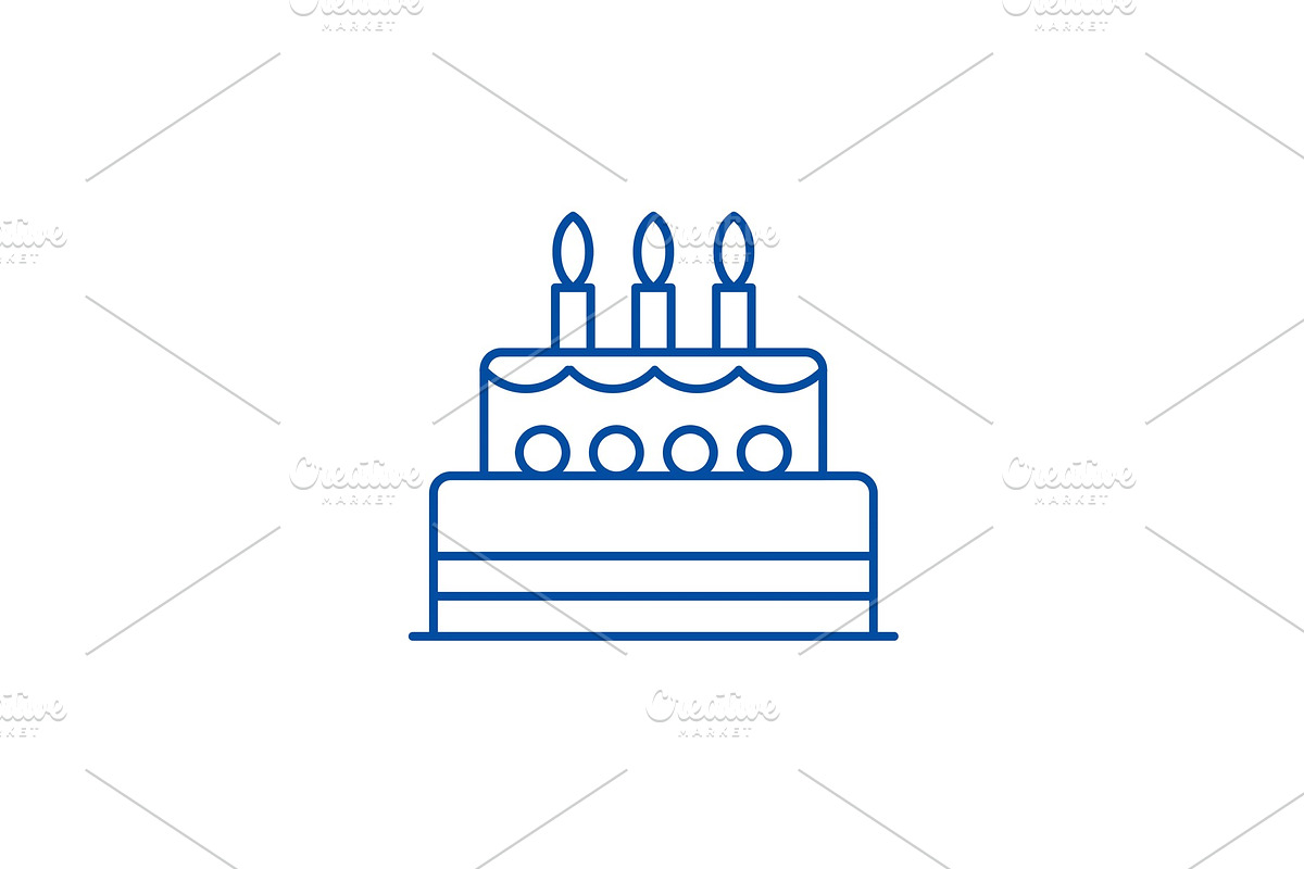 Birthday cake line icon concept in Objects - product preview 8