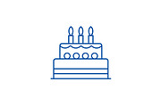 Birthday cake line icon concept