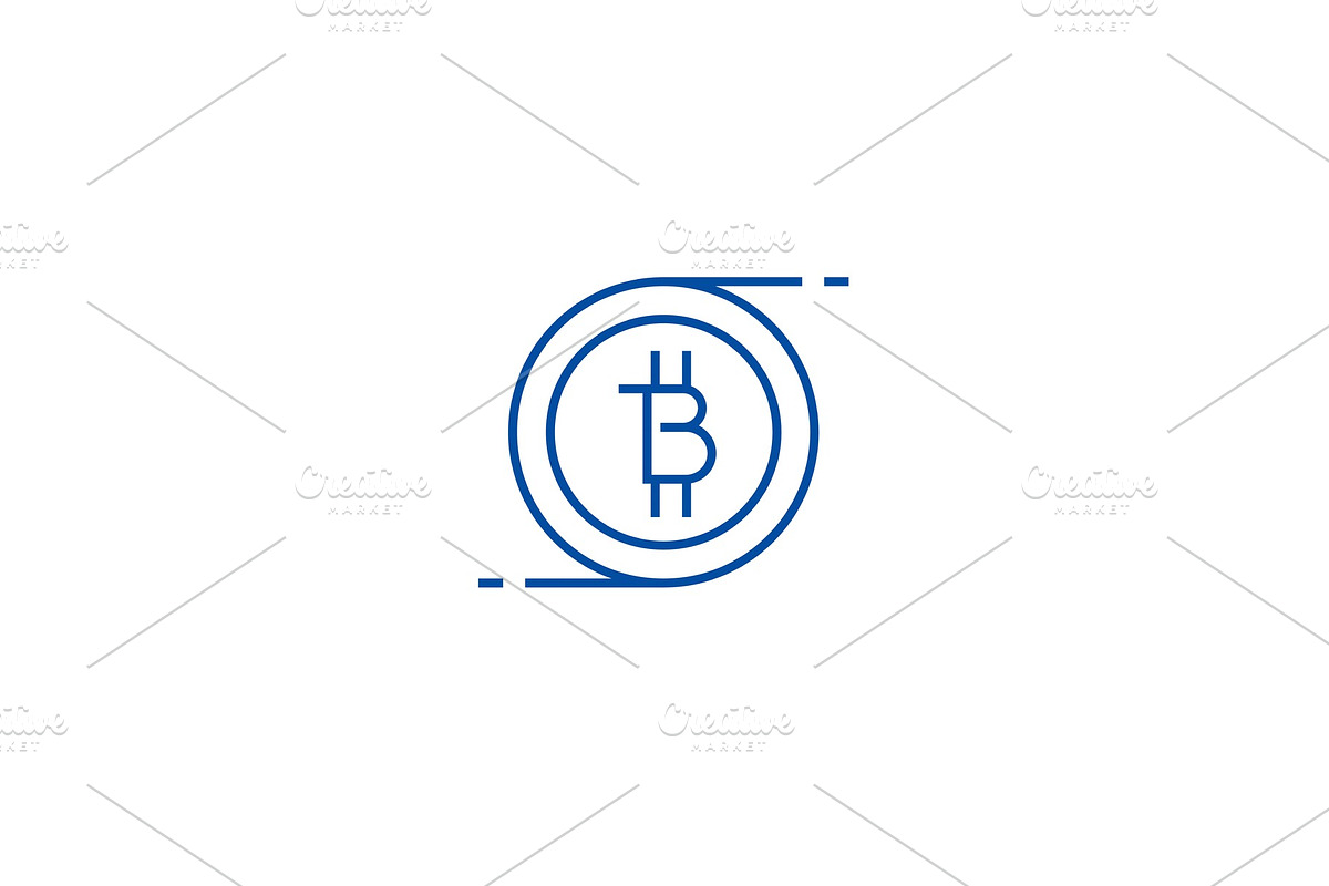 Bitcoins technology line icon in Illustrations - product preview 8