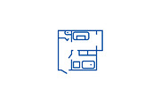 Blueprint,flat house plan line icon