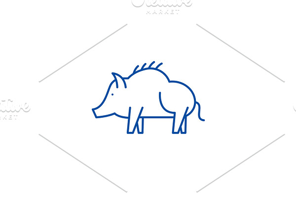 Boar line icon concept. Boar flat