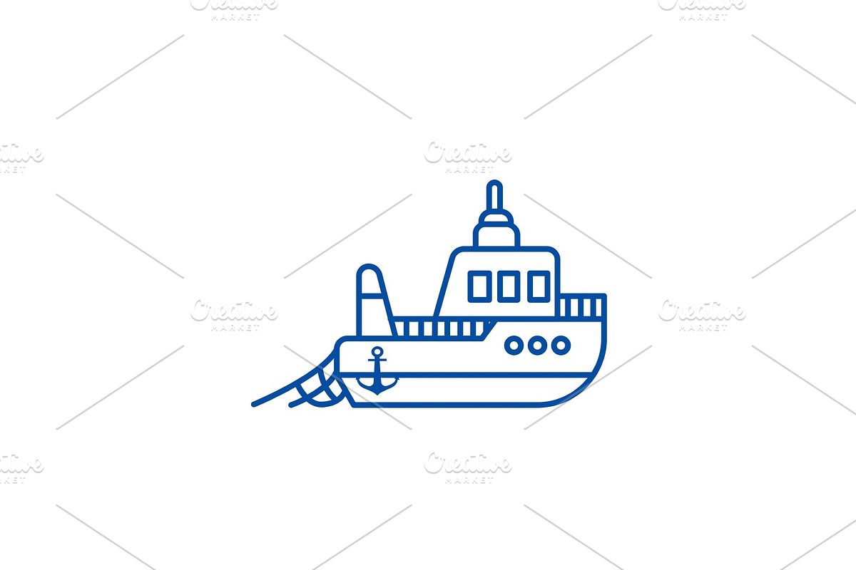 Boat fishing line icon concept. Boat in Illustrations - product preview 8