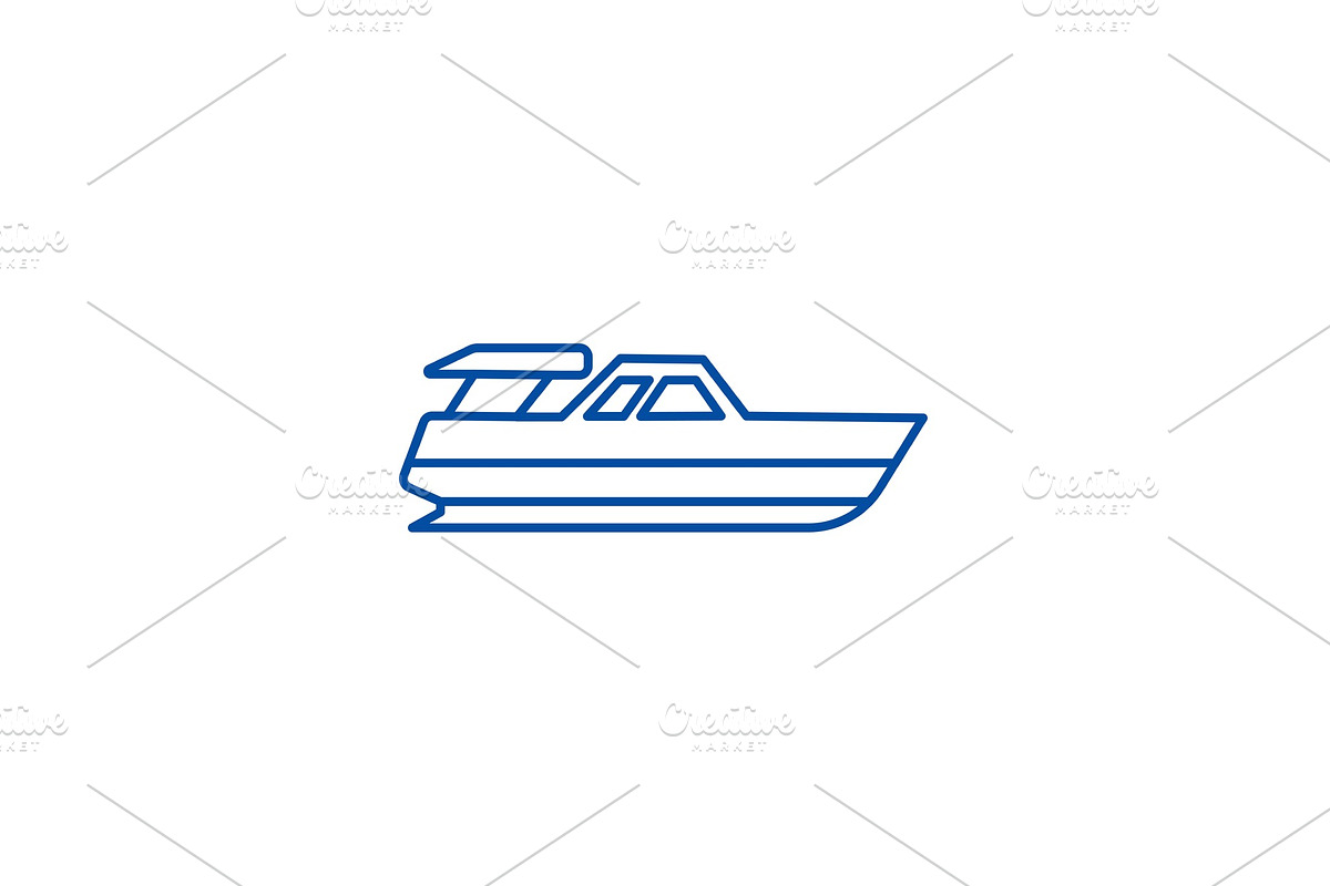 Boat launch,yacht line icon concept in Illustrations - product preview 8
