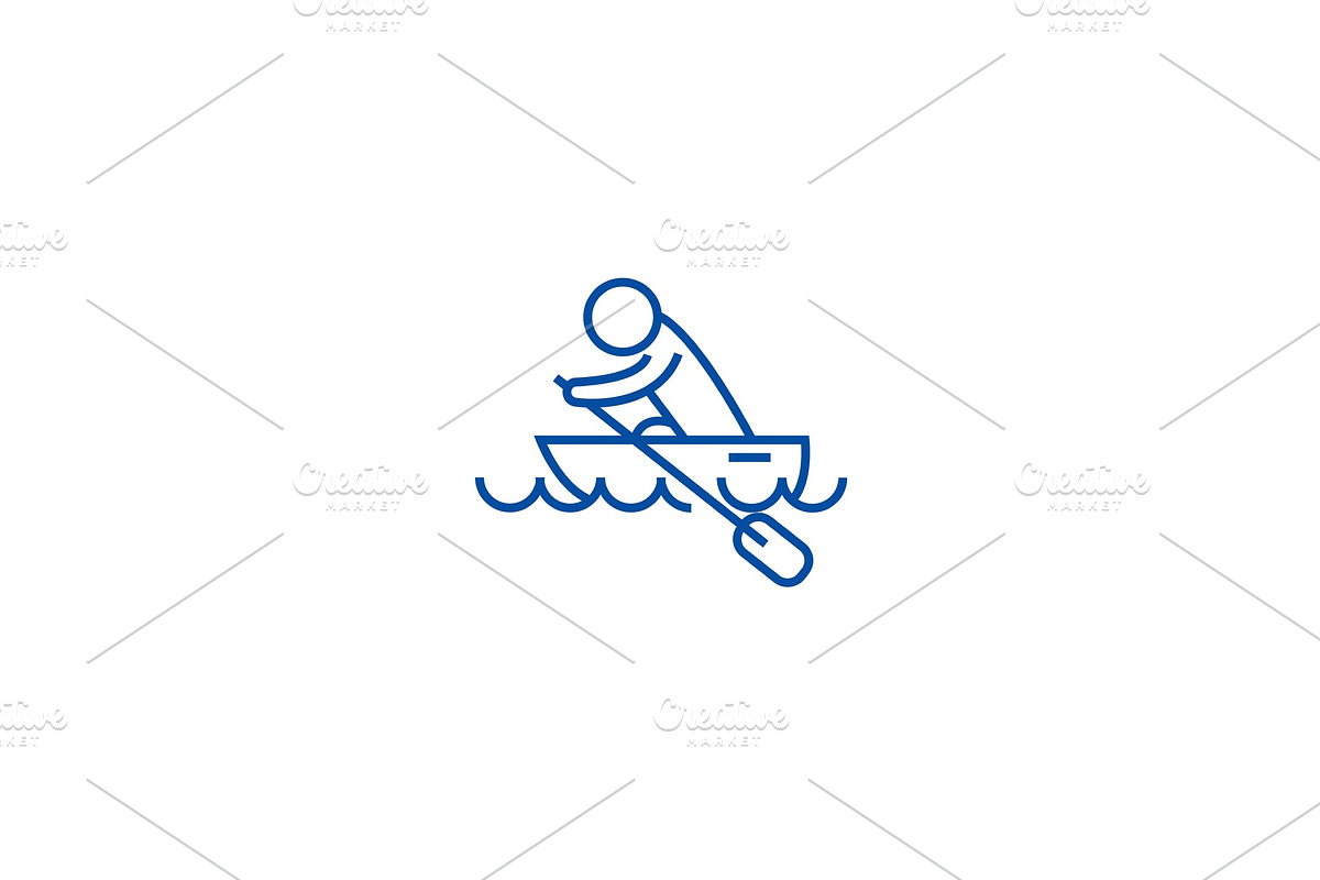 Boat race, kayaks, rowing race line in Illustrations - product preview 8