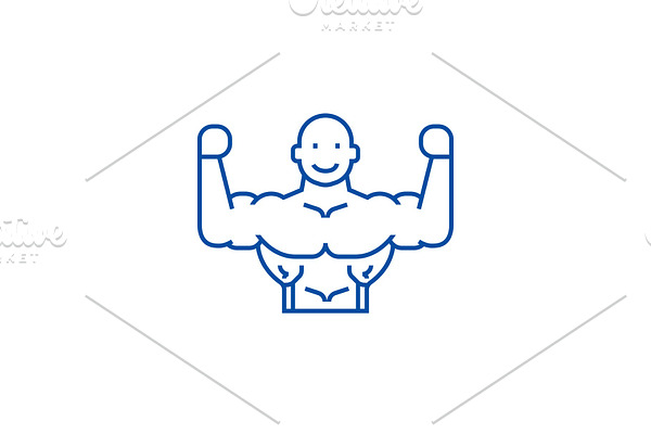 Bodybuilder line icon concept