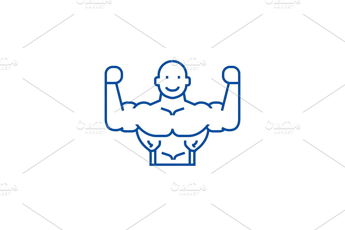 Bodybuilder line icon concept in Illustrations - product preview 8