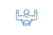 Bodybuilder line icon concept