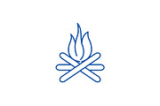 Bonfire line icon concept. Bonfire