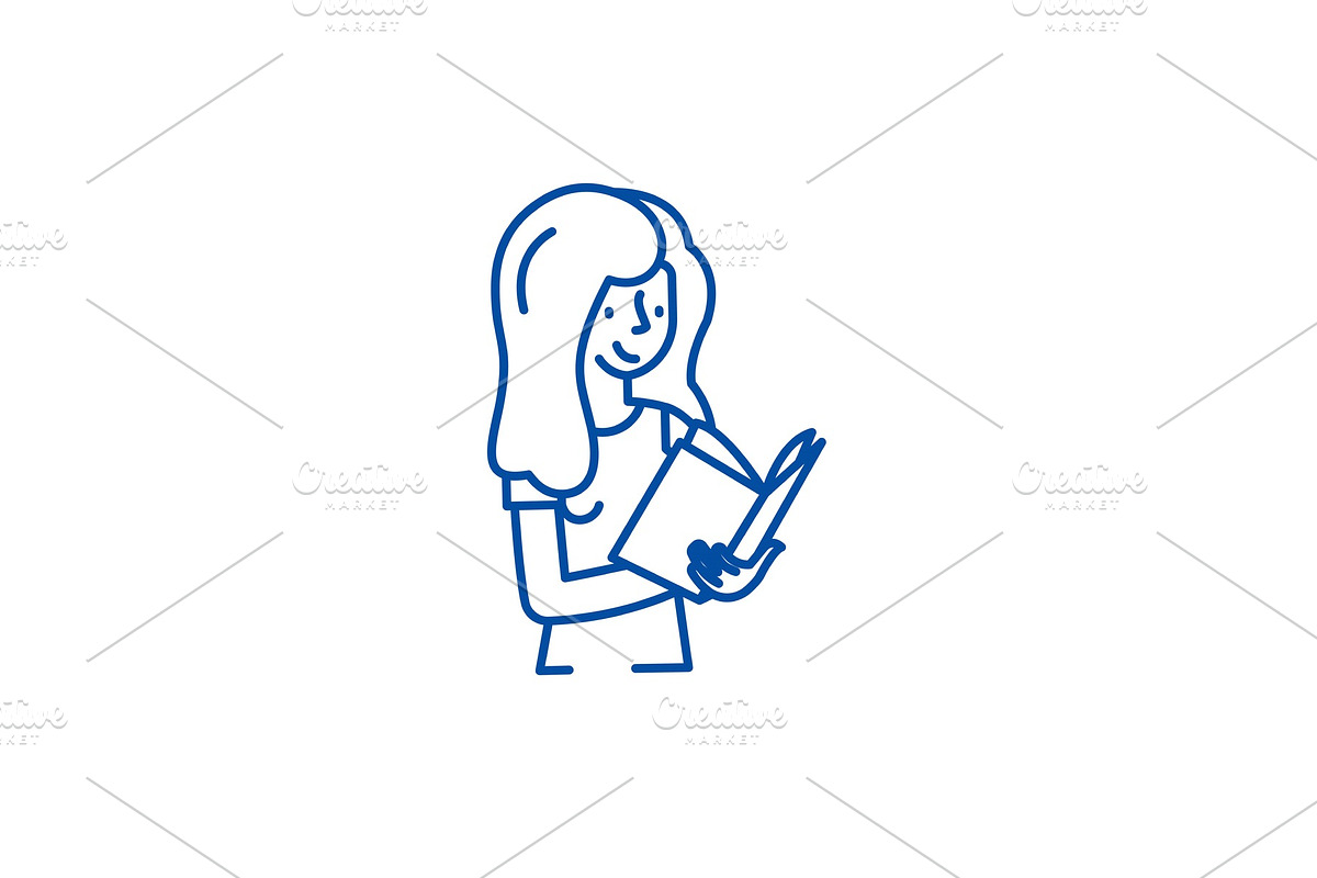 Book reading line icon concept. Book in Illustrations - product preview 8