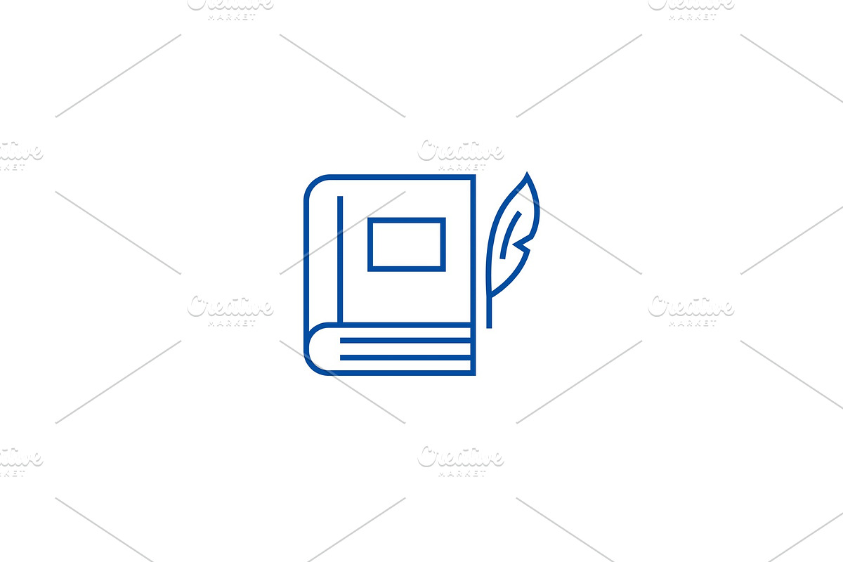 Book with pen,literature line icon in Illustrations - product preview 8