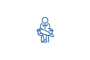 Boss sitting on chair line icon