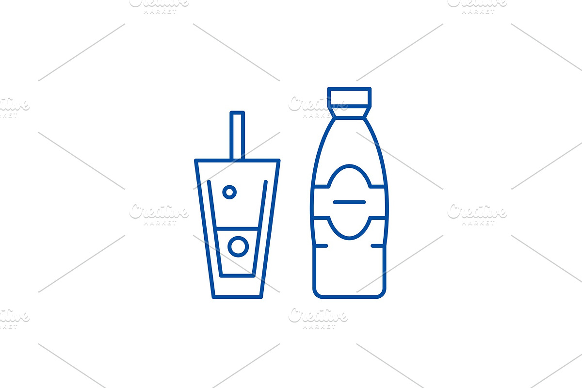 Bottle and glass of mineral water in Illustrations - product preview 8