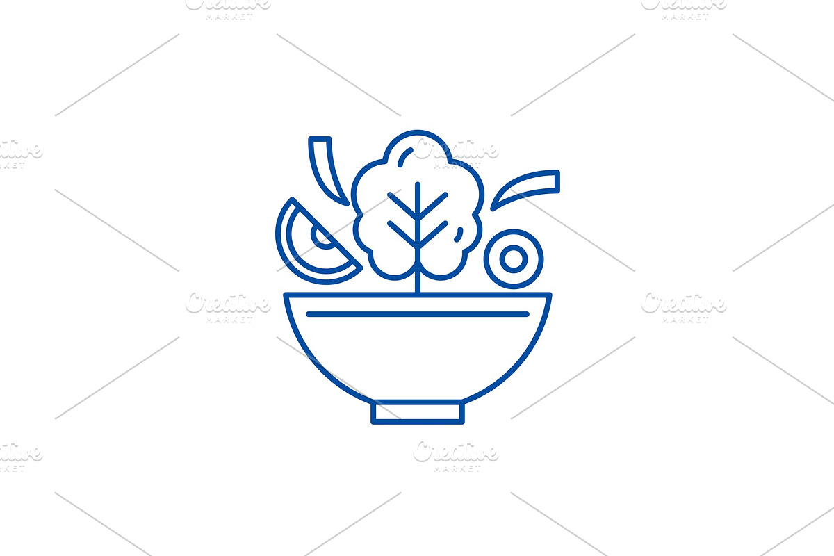 Bowl of salad line icon concept in Illustrations - product preview 8