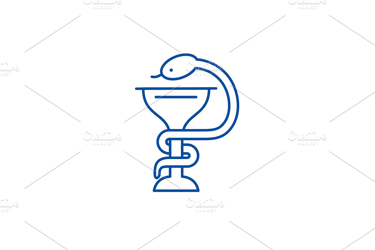 Bowl with a snake line icon concept in Illustrations - product preview 8