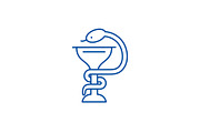 Bowl with a snake line icon concept