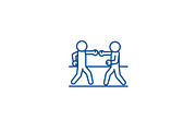 Boxing sparring line icon concept