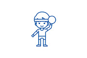 Boy playing with ball line icon