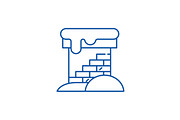 Brick chimney line icon concept