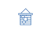Brick house line icon concept. Brick
