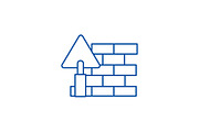 Brick wall,diy line icon concept