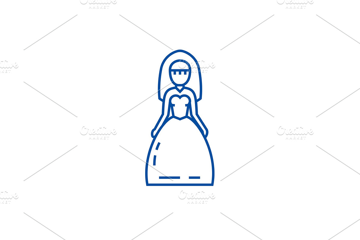 Bride sign line icon concept. Bride in Illustrations - product preview 8