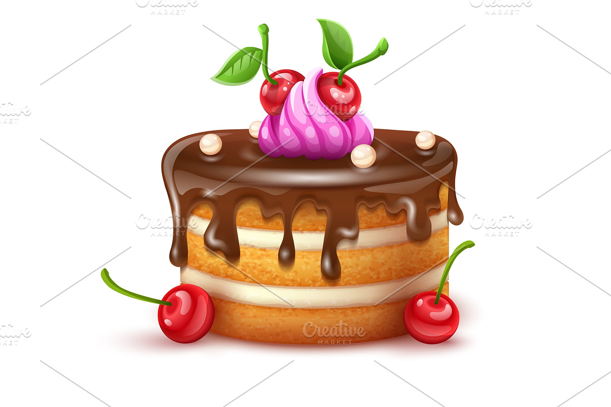 Birthday cake with chocolare creme. in Illustrations - product preview 8