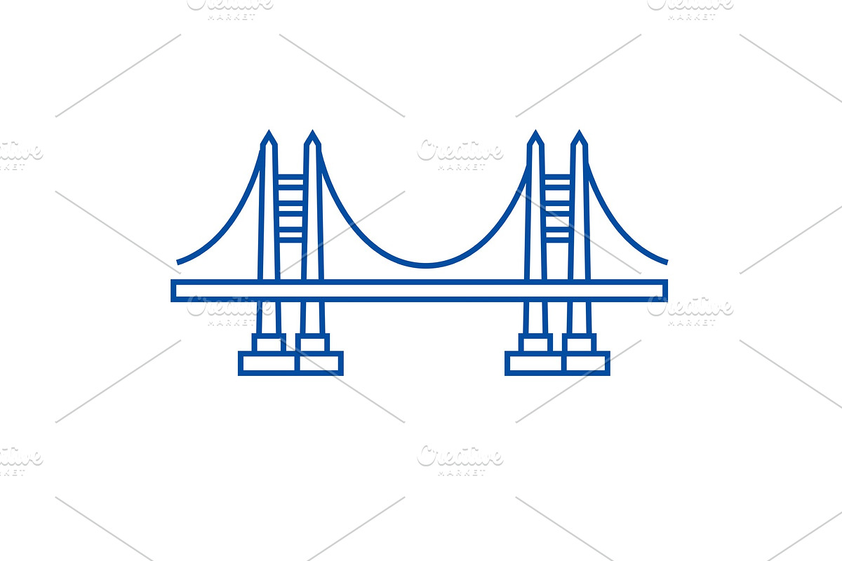 Bridge line icon concept. Bridge in Illustrations - product preview 8