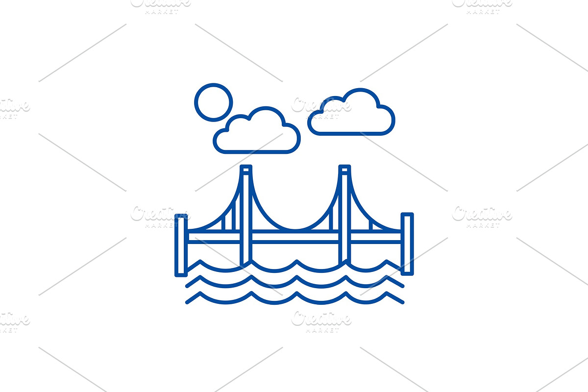 Bridge,san francisco line icon in Illustrations - product preview 8