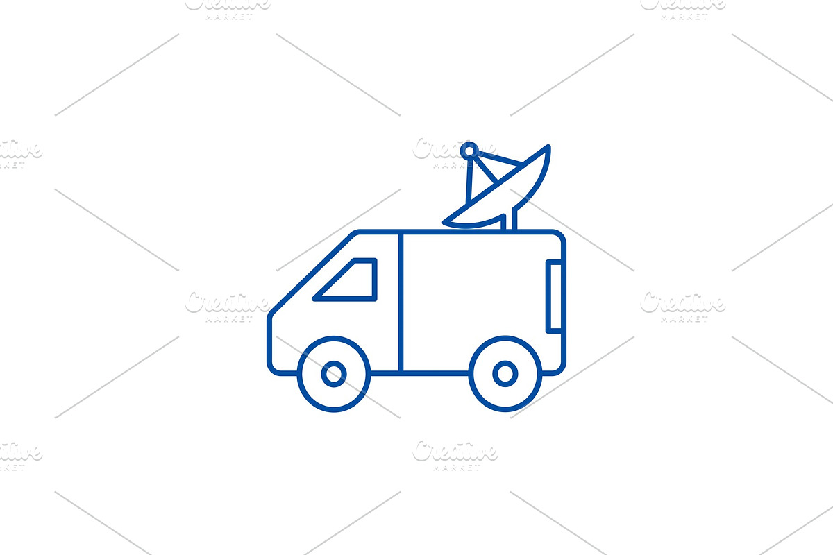 Broadcasting car with satellite dish in Objects - product preview 8