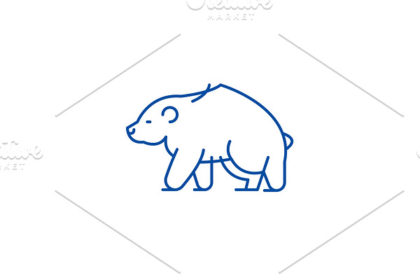 Brown bear line icon concept. Brown