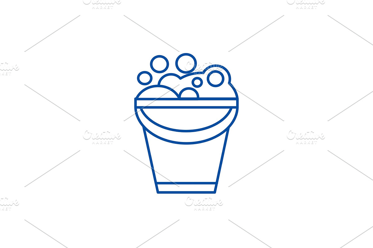 Bucket with soap foam line icon in Objects - product preview 8